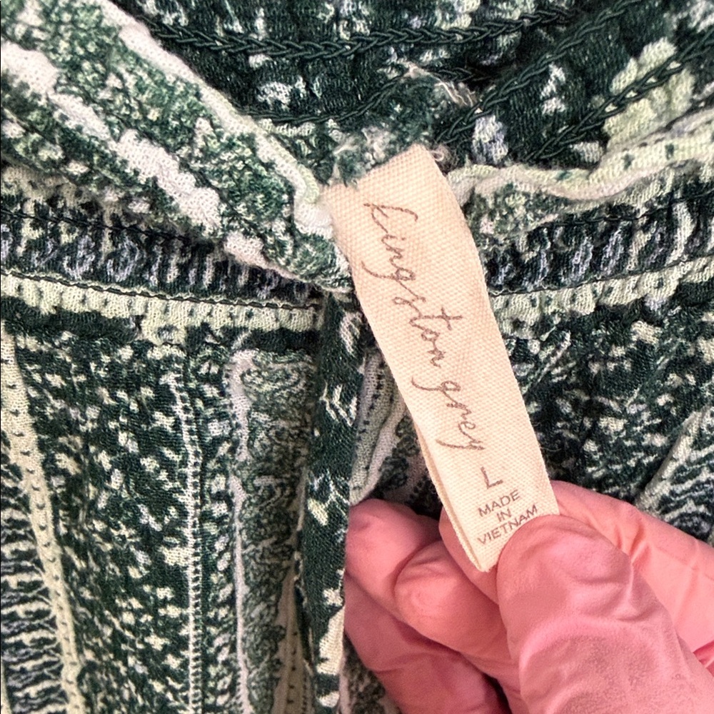 Kingston Green Patterned Wide Leg Pants - Picture 2 of 4